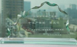 公司在2000年获得上海第七界广告奖十佳广告奖第五名。